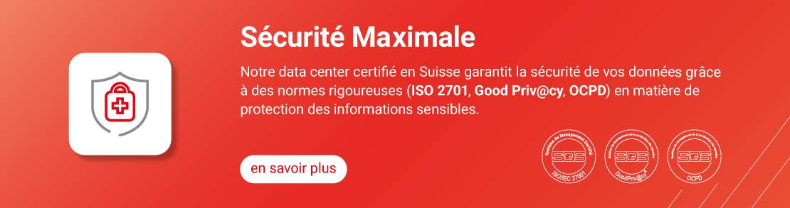 Sécurité Maximale - Notre data center certifié en Suisse garantit la sécurité de vos données grâce à des normes rigoureuses (ISO 2701, Good Priv@cy, OCPD) en matière de protection des informations sensibles.
