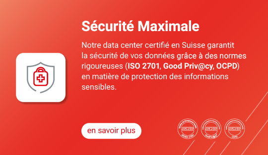 Sécurité Maximale - Notre data center certifié en Suisse garantit la sécurité de vos données grâce à des normes rigoureuses (ISO 2701, Good Priv@cy, OCPD) en matière de protection des informations sensibles.